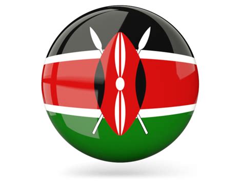 Glossy round icon. Illustration of flag of Kenya