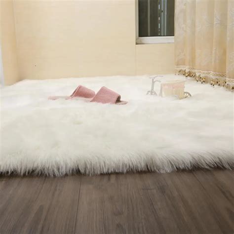 LIULong Faux Fur Artificial Skin Rectangle Fluffy Chair Seat Sofa Cover ...