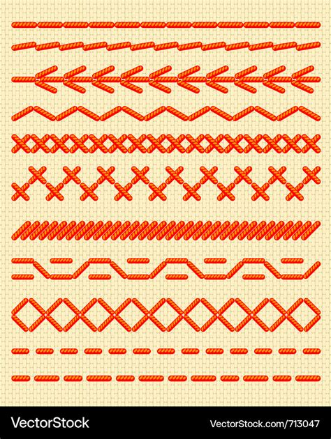 Sewing stitches patterns Royalty Free Vector Image