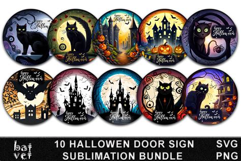 Halloween Door Sign Bundle Design Print Graphic by BatVet · Creative ...