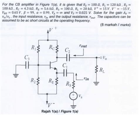 Solved For the CB amplifier in Figure 1(a), it is given that | Chegg.com