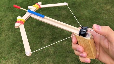 How to Make a Crossbow Out of Popsicle Sticks - DIY Mini Crossbow - YouTube