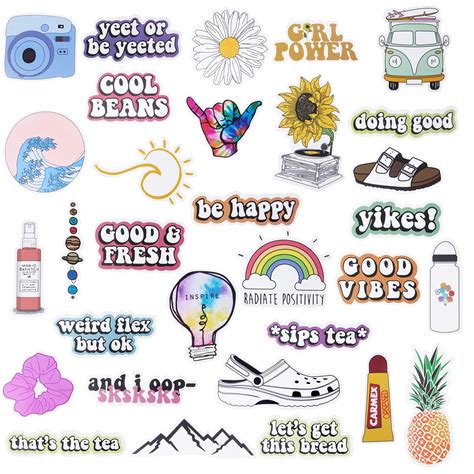 Buy VSCO Stickers for Water Bottles, Cute Aesthetic Trendy Laptop ...