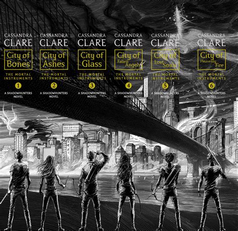 Cassandra Clare, The spines of the repackaged Mortal Instruments....