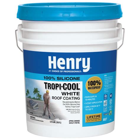 Henry 887 Tropicool 4.75 Gal Silicone Reflective Roof Coating ...