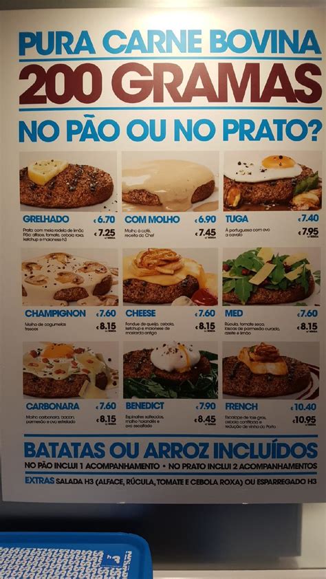 Menu em h3 Continente Portimão restaurante, Portimão