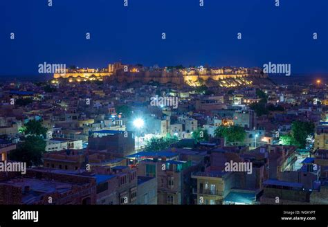 Night View of Golden City Jaisalmer with fort Stock Photo - Alamy