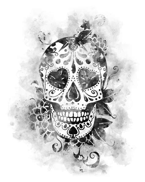 Black And Grey Sugar Skull Tattoos