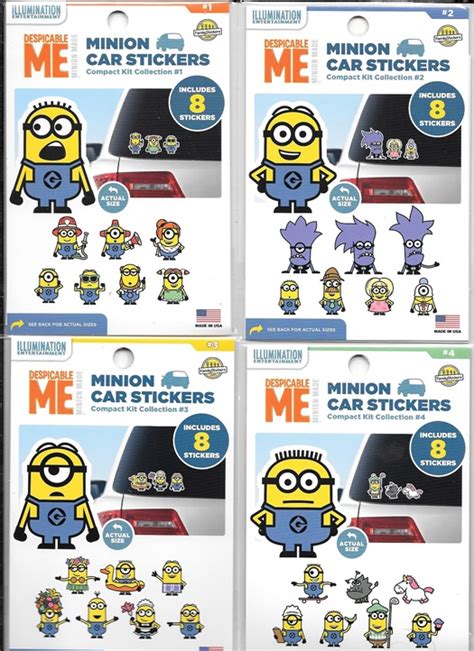 Despicable Me 32 Minion Peel Off Car Stickers Kit Collections #1-4 ...