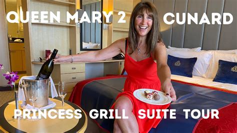 CUNARD QUEEN MARY 2 PRINCESS GRILL SUITE #10066 CABIN TOUR & INSIDE ...