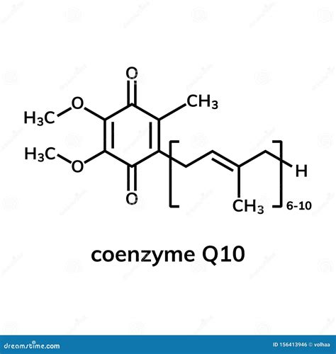 Coenzyme Q10 (ubiquinone), Molecular Model Cartoon Vector ...