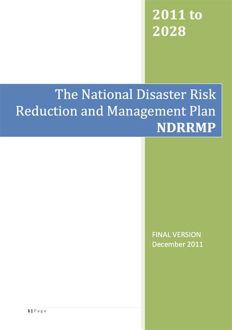 The National Disaster Risk Reduction and Management Plan NDRRMP ...