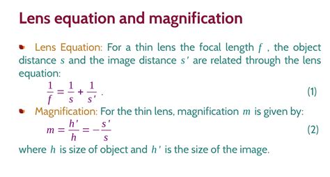 Lens equation and magnification • Lens Equation: For | Chegg.com