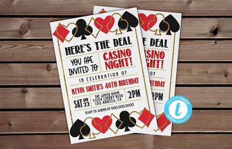 Poker party invitation casino birthday invitation casino party invite ...