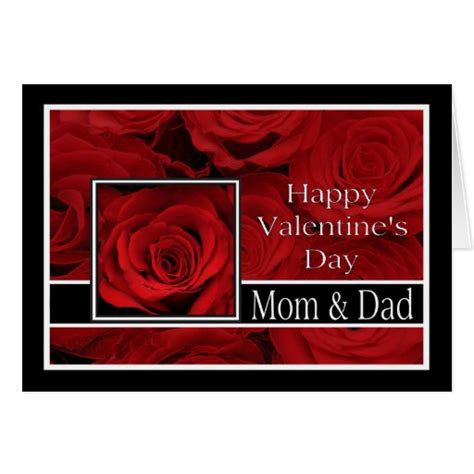 Mom and Dad Happy Valentine's Day Roses Card | Zazzle