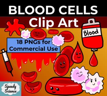 Blood Cells Clip Art - 18 PNG Commercial Use by Speedy Science | TPT