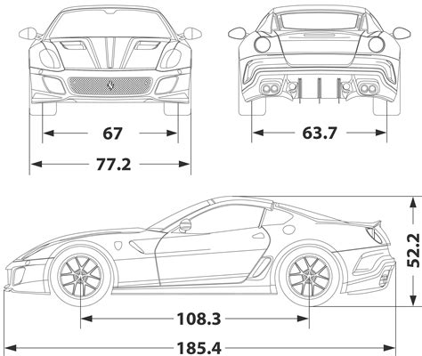 Ferrari 599 GTO 2011 Blueprint - Download free blueprint for 3D modeling