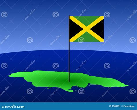 Map Of Jamaica With Flag Stock Image - Image: 2989991