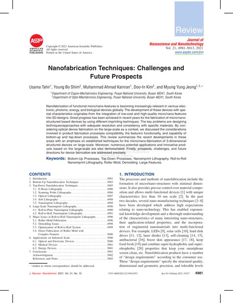 (PDF) Nanofabrication Techniques: Challenges and Future Prospects