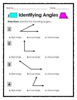 Identifying Right, Obtuse and Acute Angles - 2 pages. Subject ...