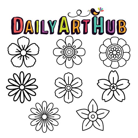 Outline Flower Petals Clip Art Set – Daily Art Hub // Graphics ...