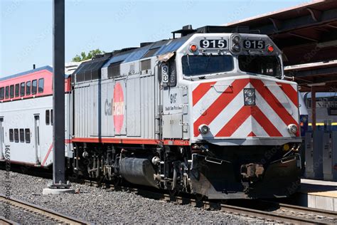 EMD F40PH diesel-electric locomotive in Caltrain livery at San Jose ...