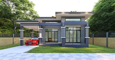 Modern Shed Roof Design of Charming One-Storey House - Pinoy House Designs