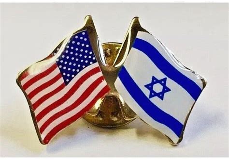 Support Israel USA Crossed Friendship Flag Lapel Pin US American ...