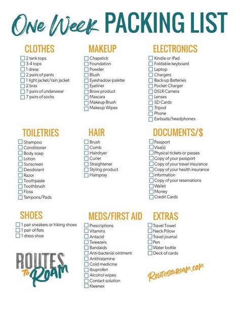 Woman Printable Pack Checklist