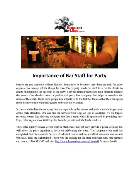 Importance of bar staff for party by kegsonlegs - Issuu