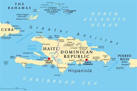 Hispaniola and Surroundings, Caribbean Islands, Political Map Stock ...