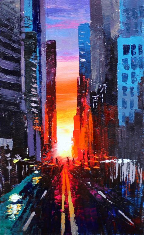 Abstract Sunset Cityscape Painting Easy | Abstract, Painting tutorial ...