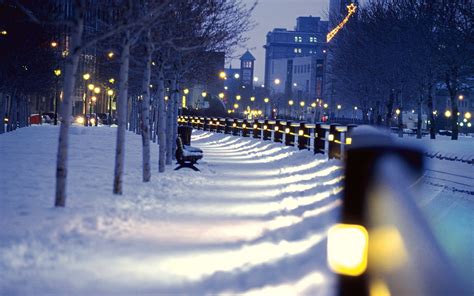 Cityscape, City, Winter, Night, Snow Wallpapers Hd - Night City Winter ...