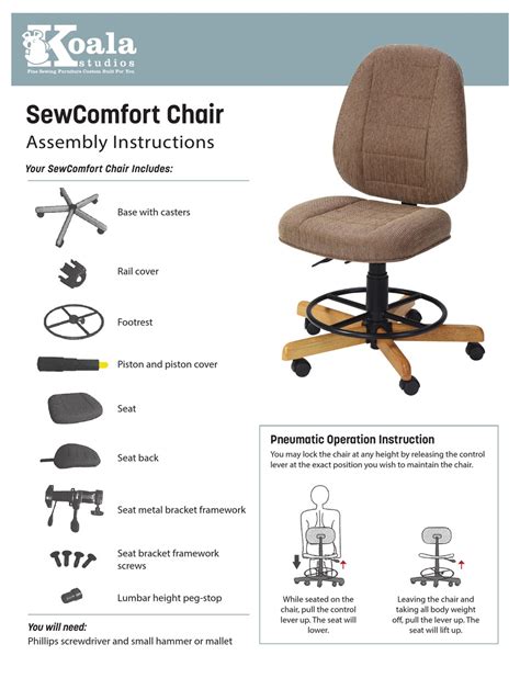 KOALA SEWCOMFORT CHAIR ASSEMBLY INSTRUCTIONS Pdf Download | ManualsLib