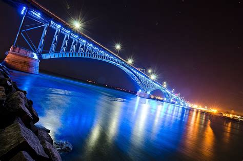 The Peace Bridge as seen from Buffalo, NY. : r/pics