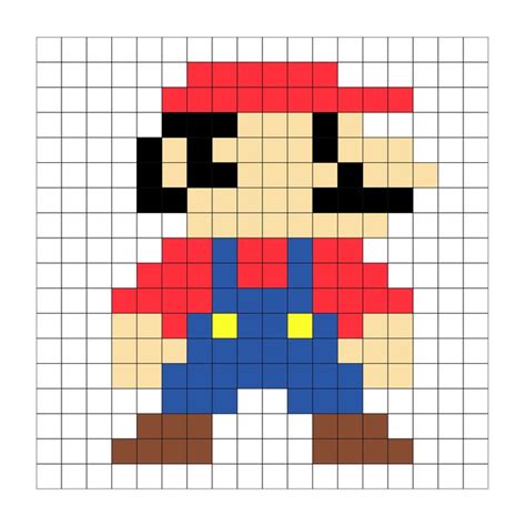 Pixel Mario | Pixel art grid, Pixel art templates, Pixel art