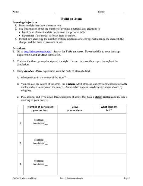 Phet Build An Atom Worksheet - Onlineworksheet.my.id