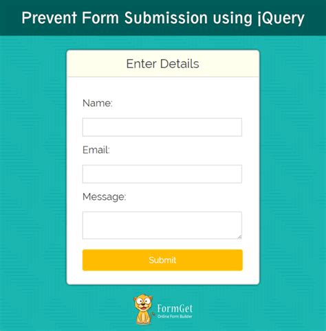 Prevent Form Submission using jQuery | FormGet