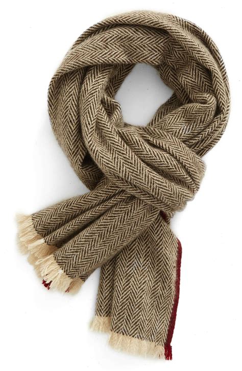 Best Scarves for Men 2017: Herringbone Tan Scarf 2018 | Scarf ...