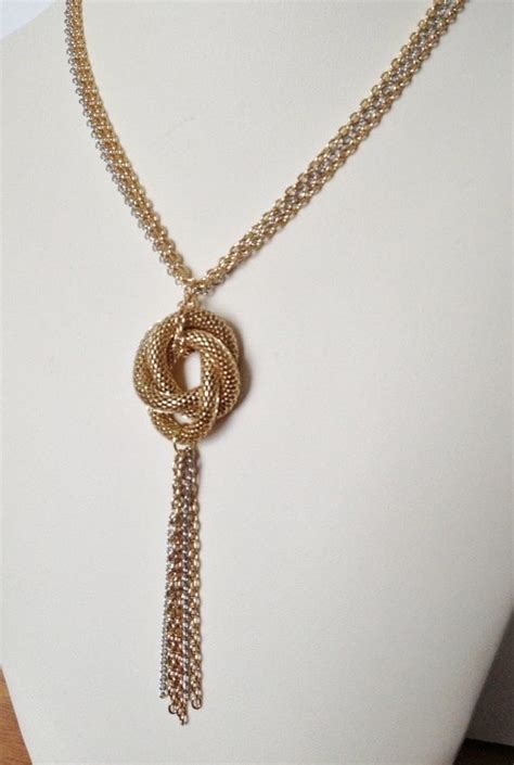 Algerian Love Knot Necklace Antique Gold by tudorshoppe on Etsy