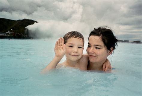 Bjork and her son Sindri photographed in at The Blue Lagoon in Iceland ...