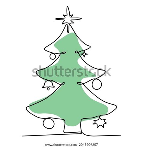 Vector Illustration Linear Style Christmas Fir Stock Vector (Royalty ...