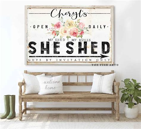 She Shed My Shed My Rules Personalized Sign - ToeFishArt