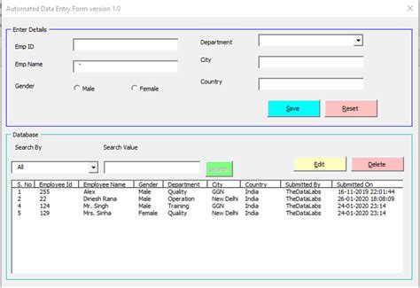 Excel Userform Templates