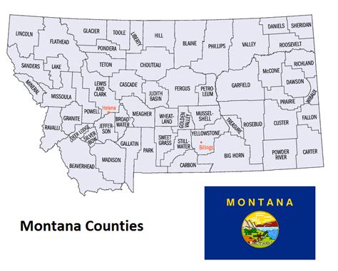 Montana Wall Map With Counties By Maps Com - Bank2home.com