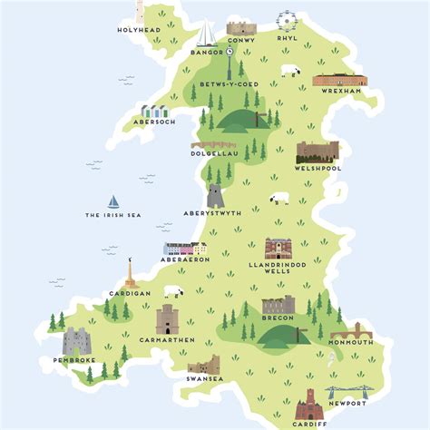 Map Of Wales Print By Pepper Pot Studios