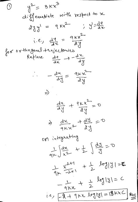 [Solved] 1. Find the orthogonal trajectories of the family of curves ...