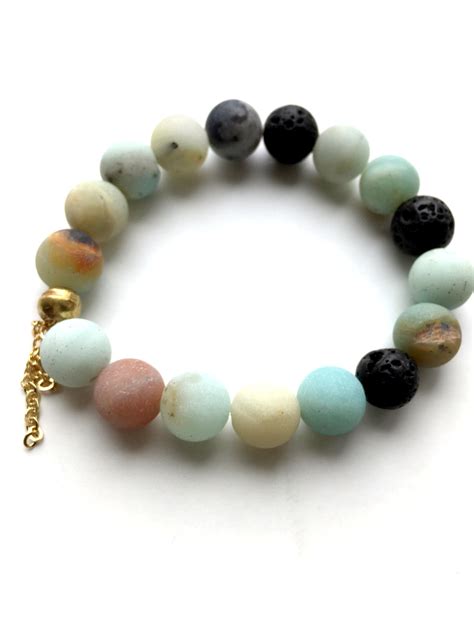 Amazonite Beaded Lava Bead Bracelet | Reija Eden Jewelry