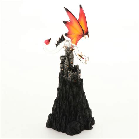 Glass Baron "Dragon Castle Villain" and "Dragonfly Lily" Figurines with ...