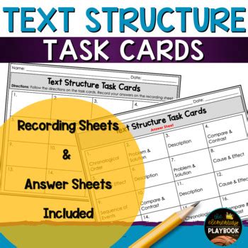 Text Structure Task Cards by The Playbook | Teachers Pay Teachers